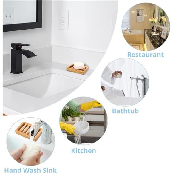 Teak Wood Soap Dish Slotted Shower Sink Bathroom Bathtub Self Draining Holder - Picture 5 of 7